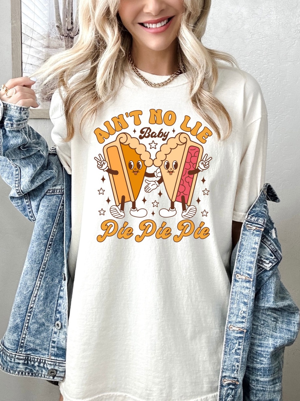 NEW Comfort Colors Graphic T Shirt Ain’t‎ No Lie Baby Pie Pie Pie Cream Tee